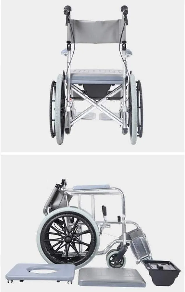 Wheelchairs Folding Wheelchair, Shower Chair Multi-Functional Waterproof Elderly, Aluminum and Toilets for People with Reduced Mobility