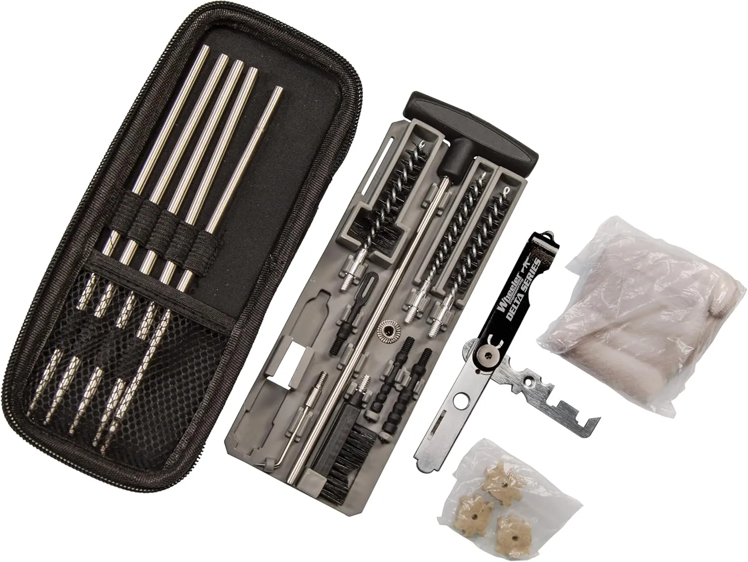 Wheeler Compact Tactical Rifle Cleaning Kit with Compact Storage Case for .22 to .30 Caliber Firearms and Maintenance