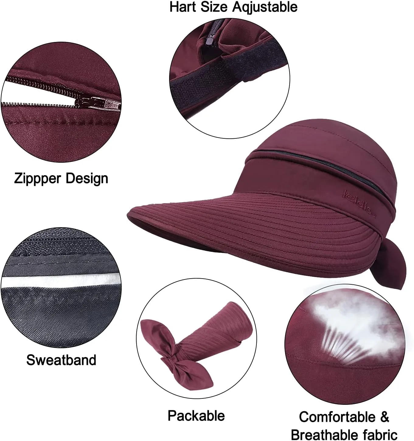 Wide Large Brim Sun Hat Summer UV Protection Thin Hat 2 in 1 Beach Sun Hat