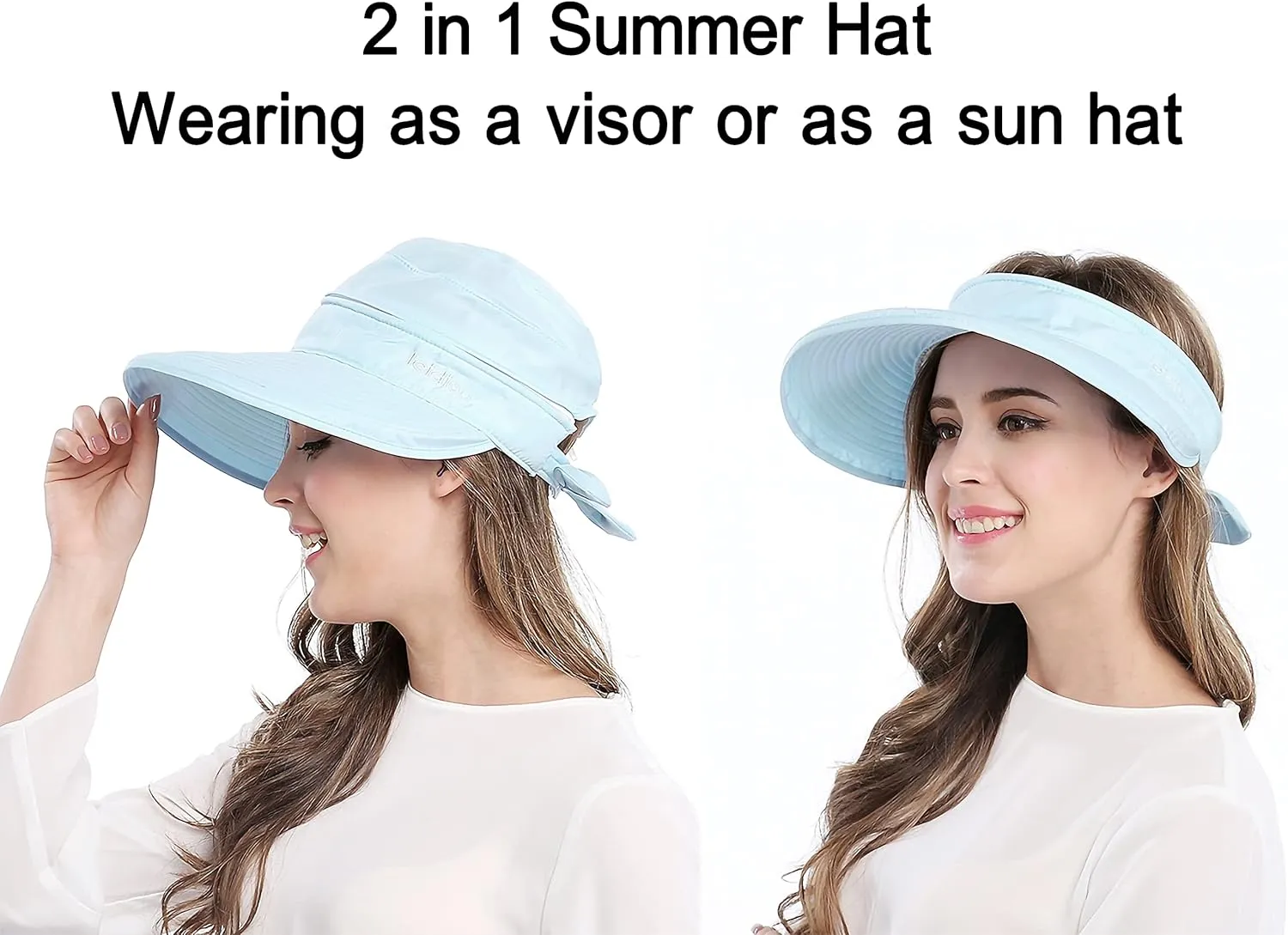 Wide Large Brim Sun Hat Summer UV Protection Thin Hat 2 in 1 Beach Sun Hat