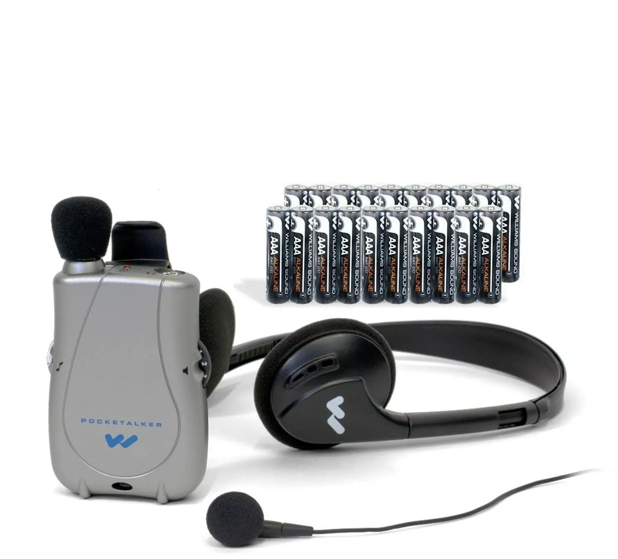 Williams Sound PockeTalker Ultra Duo Sound Amplifier with Headphone & Earbud, Year Supply of Batteries