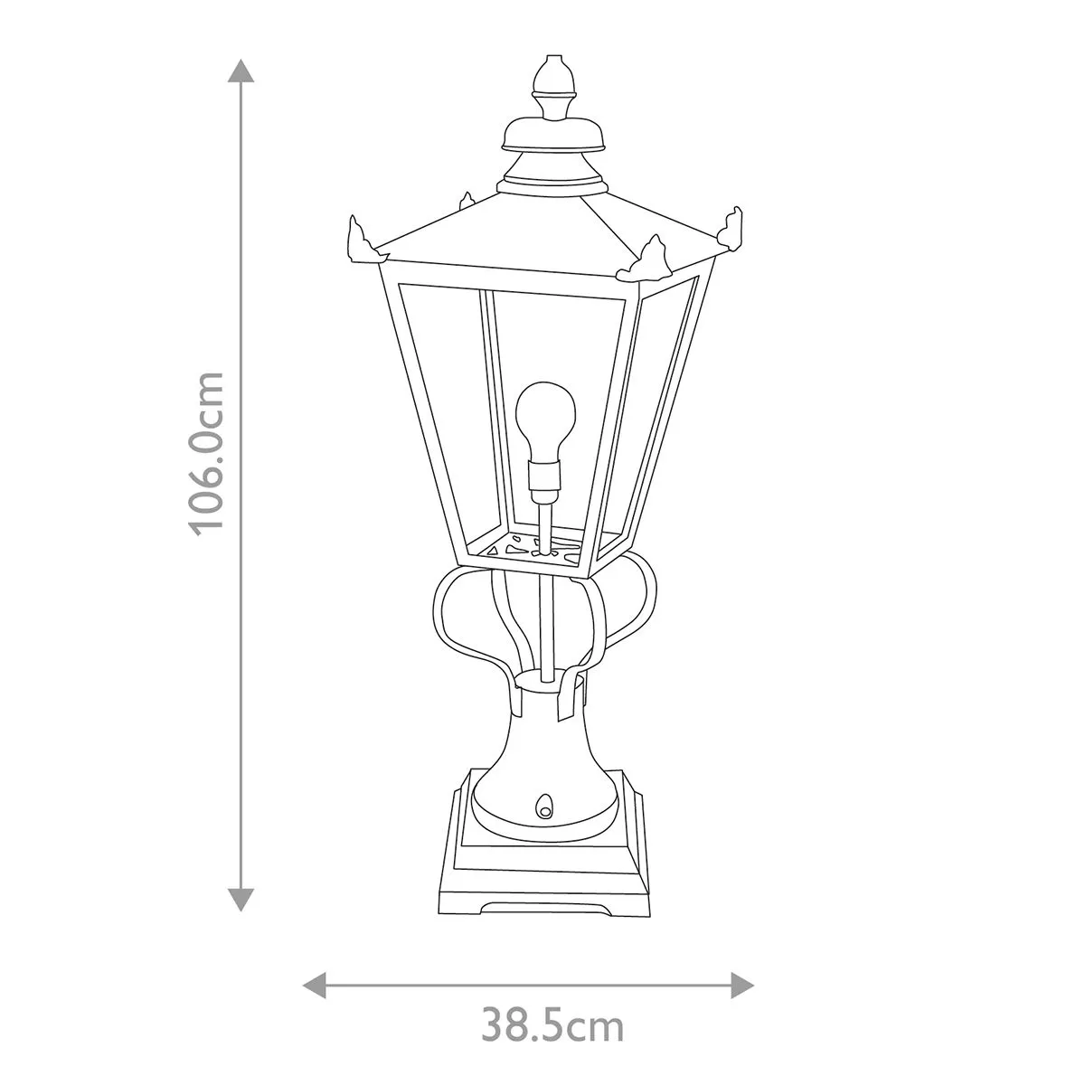 Wilmslow 1 Light Pedestal Lantern  | Black