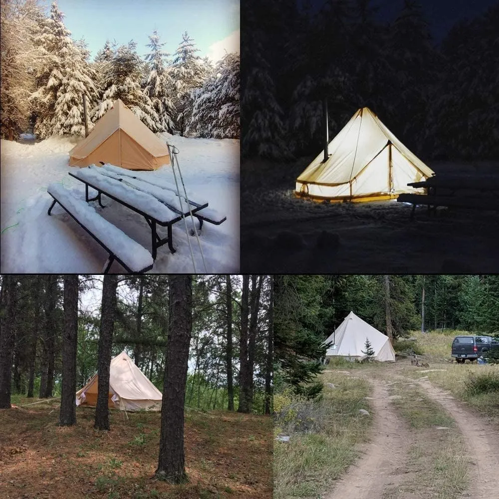 WINTENT Waterproof 4 Season Cotton Canvas Bell Tent with Stove Jack and Oval Flue Flashing Kit for 4/6/8/10/12 Persons