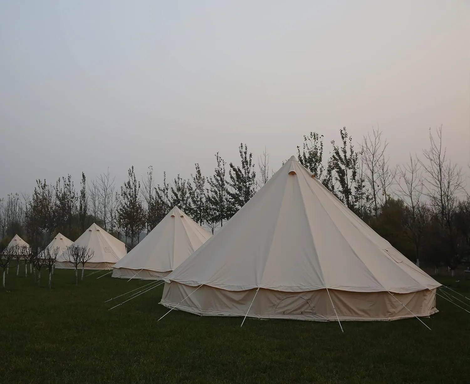 WINTENT Waterproof 4 Season Cotton Canvas Bell Tent with Stove Jack and Oval Flue Flashing Kit for 4/6/8/10/12 Persons