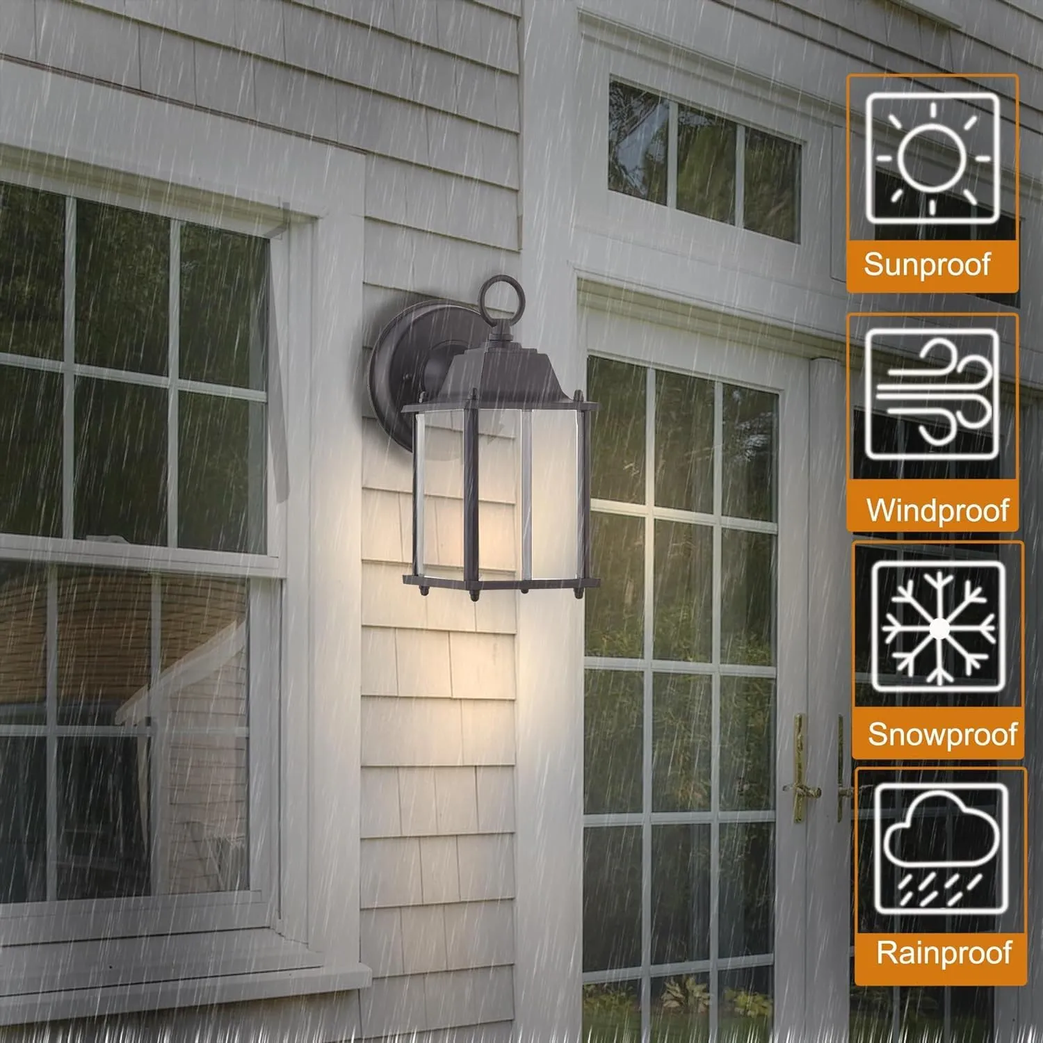 WISBEAM 4 Packs Black LED Outdoor Wall Lantern, Black Exterior Waterproof Wall Sconce for House, Aluminum Housing Plus Glass, Wet Location Rated, ETL Qualified, 3000K