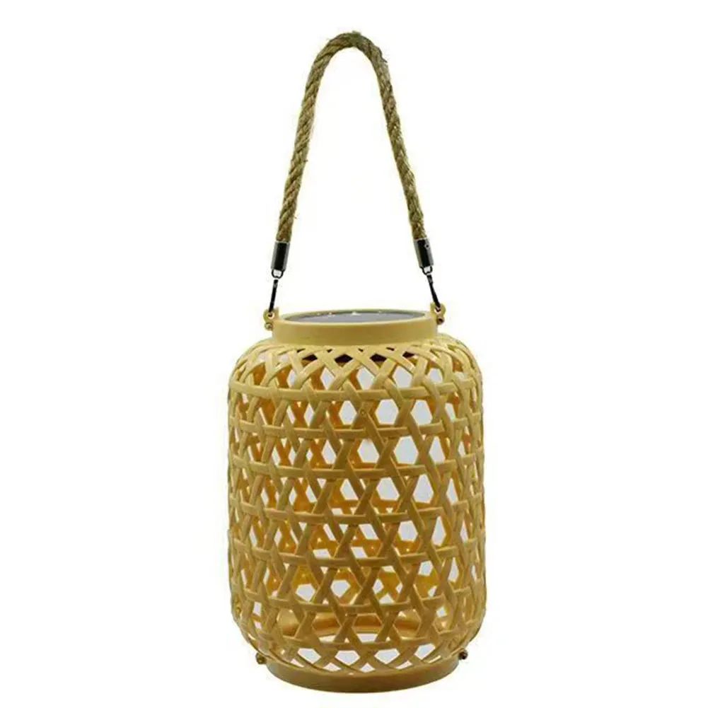 with Outdoor Solar Natural Lantern Handle Patio Light Outdoor for Bamboo Mystery sale Solar Competitive Yard Light Rattan Waterproof Pathway Hanging Lawn