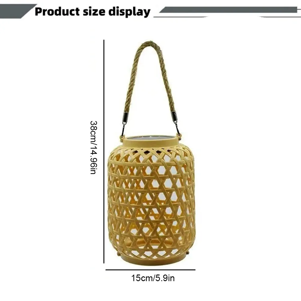with Outdoor Solar Natural Lantern Handle Patio Light Outdoor for Bamboo Mystery sale Solar Competitive Yard Light Rattan Waterproof Pathway Hanging Lawn