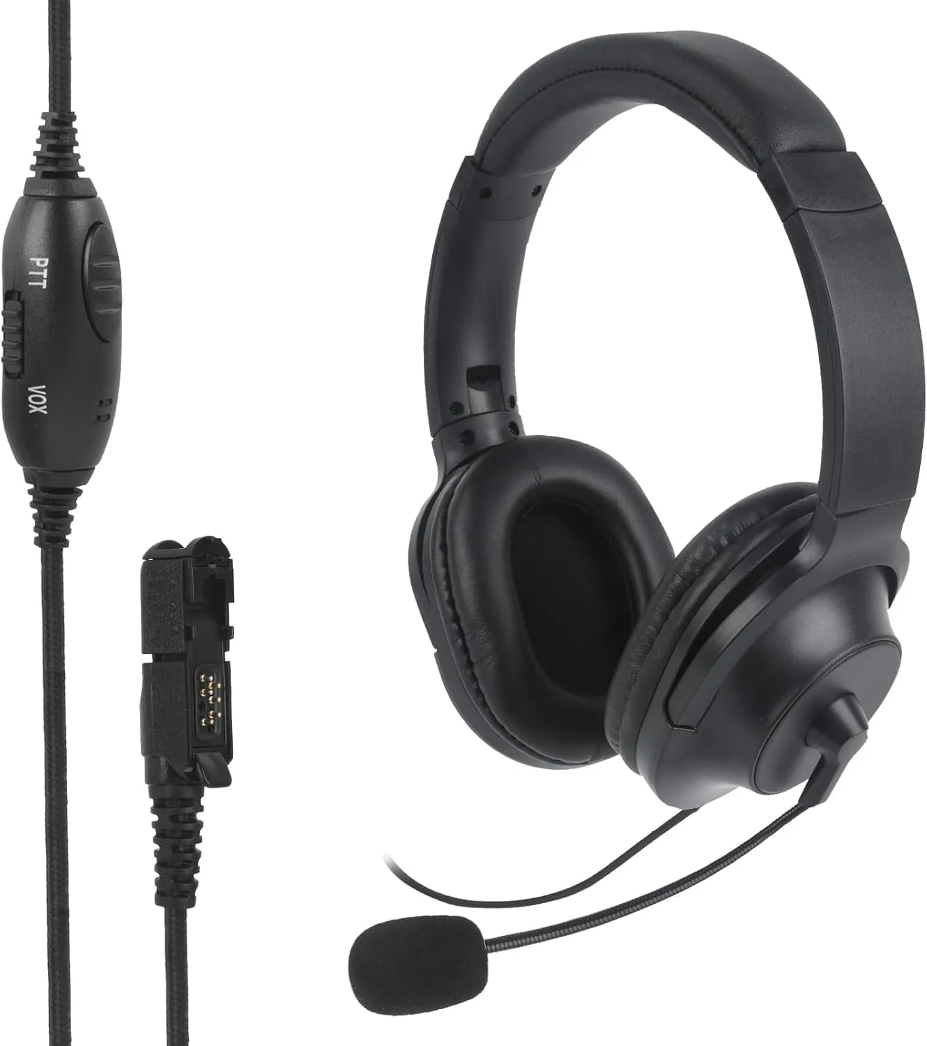 WODASEN Over Ear Noise Cancelling Headset Overhead Radio Headphone with VOX PTT Boom Mic for XPR3000e XPR3300e XPR3500e (XPR 3000 3300 3500) DEP550e DEP570e DP2400 DP2600 DGP8050e Elite (Double-Ear)