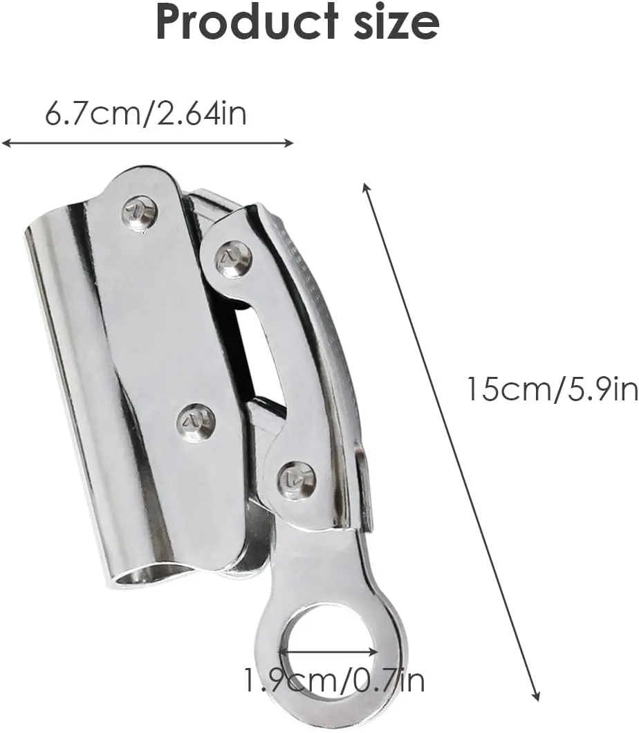 Wokyo Self Locking Rope Grab Stainless Steel Removable Trailing Fall Arrester Anti Fall Protection Equipment Rope Grab Ascender for Rocking Climbing
