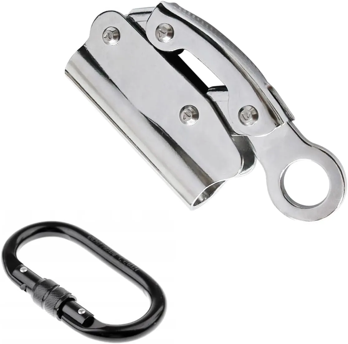 Wokyo Self Locking Rope Grab Stainless Steel Removable Trailing Fall Arrester Anti Fall Protection Equipment Rope Grab Ascender for Rocking Climbing