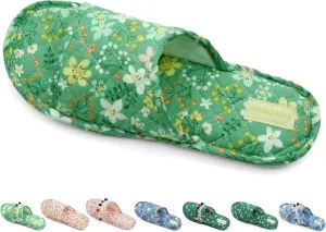 Women's Floral Open Toe Summer Spa Slippers, Lightweight, Comfortable, Portable, Multi-Use