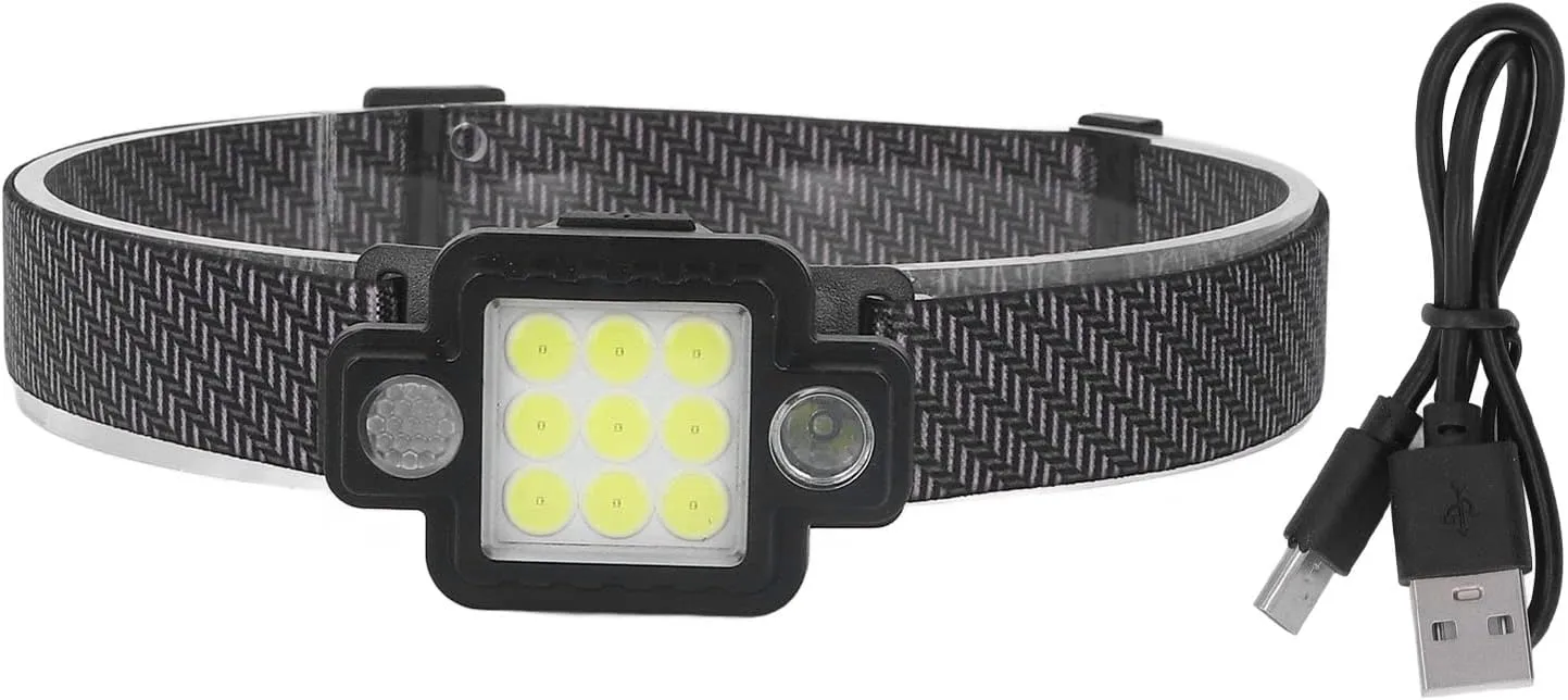 Working Headlamp 2400mah Battery USB Charging COB Head Neck Lamp Black
