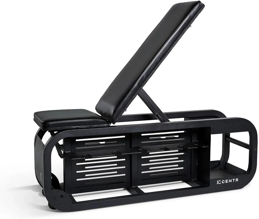 Workout Bench Press, Fusion Bench - Multi-Purpose Adjustable Weight Bench with Storage Rack for Dumbbells, Bands, & Recovery Tools - Incline & Sit Up Bench for Home Gym Exercise