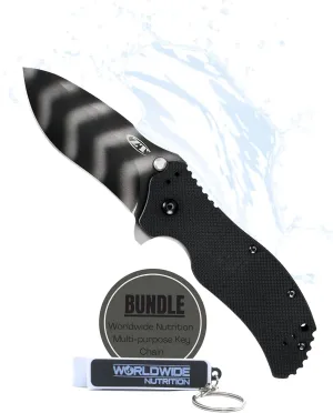 Worldwide Nutrition Bundle: Zero Tolerance 0350TS Folding Pocket Knife - 3.25 IN S350V Stainless Steel Blade, G-10 Handle, SpeedSafe Assisted Opening 6.2 OZ and Multi-Purpose Key Chain