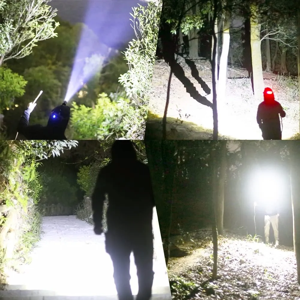 XHP90 LED Hunting Headlamp, 90000 USB Rechargeable Headlamps with Red Lights, Zoomable, Super Bright, Gifts for Men, for Power Outages, Hurricane, Camping