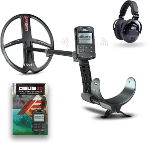 XP Metal Detectors Deus II RC - 13x11'' FMF Coil with WSAII-XL Wireless Headphones Bundle - Waterproof & multifrequency with Remote Control & S-Telescopic Stem (DEUS2-34FMFRCEA   WSAII-XL)
