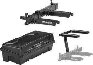 Yakima EXO SwingBase Hitch Base Rack with EXO GearLocker Car Rooftop Cargo Box and EXO TopShelf Second Level Hitch Base Rack Storage, Black
