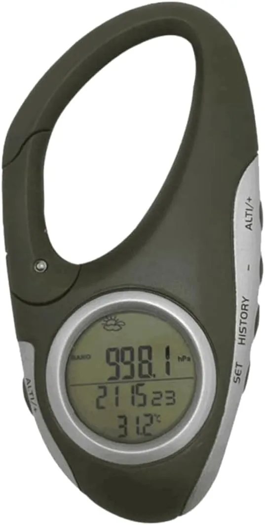 YARNOW Digital Temperature Gauge Altimeter Outdoor Thermometer Mini Thermometer Handheld Barometer Carabiner Barometer Lightweight and Portable Accurate Weather 30-50km Range