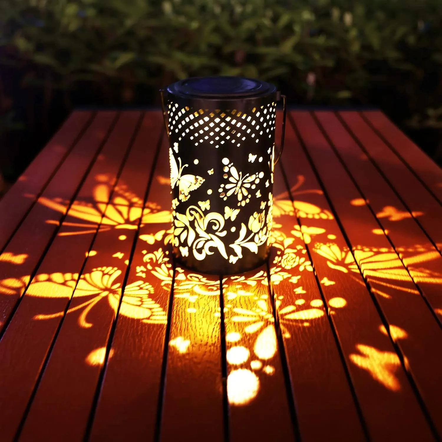YJFWAL Big Butterfly Solar Lantern Lights Hanging Light Outdoor Gift for Mate, Friends, Pathway Lights Solar Table Light Waterproof for Garden, Patio, Lawn, Yard, Deck, Party Deco (No Shepherd Hook)