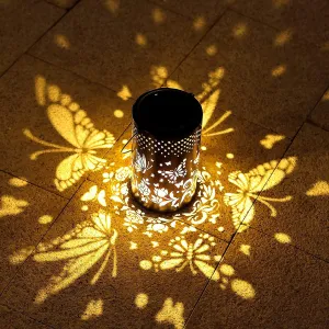 YJFWAL Big Butterfly Solar Lantern Lights Hanging Light Outdoor Gift for Mate, Friends, Pathway Lights Solar Table Light Waterproof for Garden, Patio, Lawn, Yard, Deck, Party Deco (No Shepherd Hook)