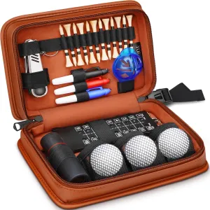 YOREPEK Golf Accessories Kit for Men, Golf Stuff Set with Leather Case, Golf Balls, Golf Tees, Multifunctional Divot Knife, Rangefinder, Scorer, Ball Marker and Pens, Golf Gifts for Men Women Golfers