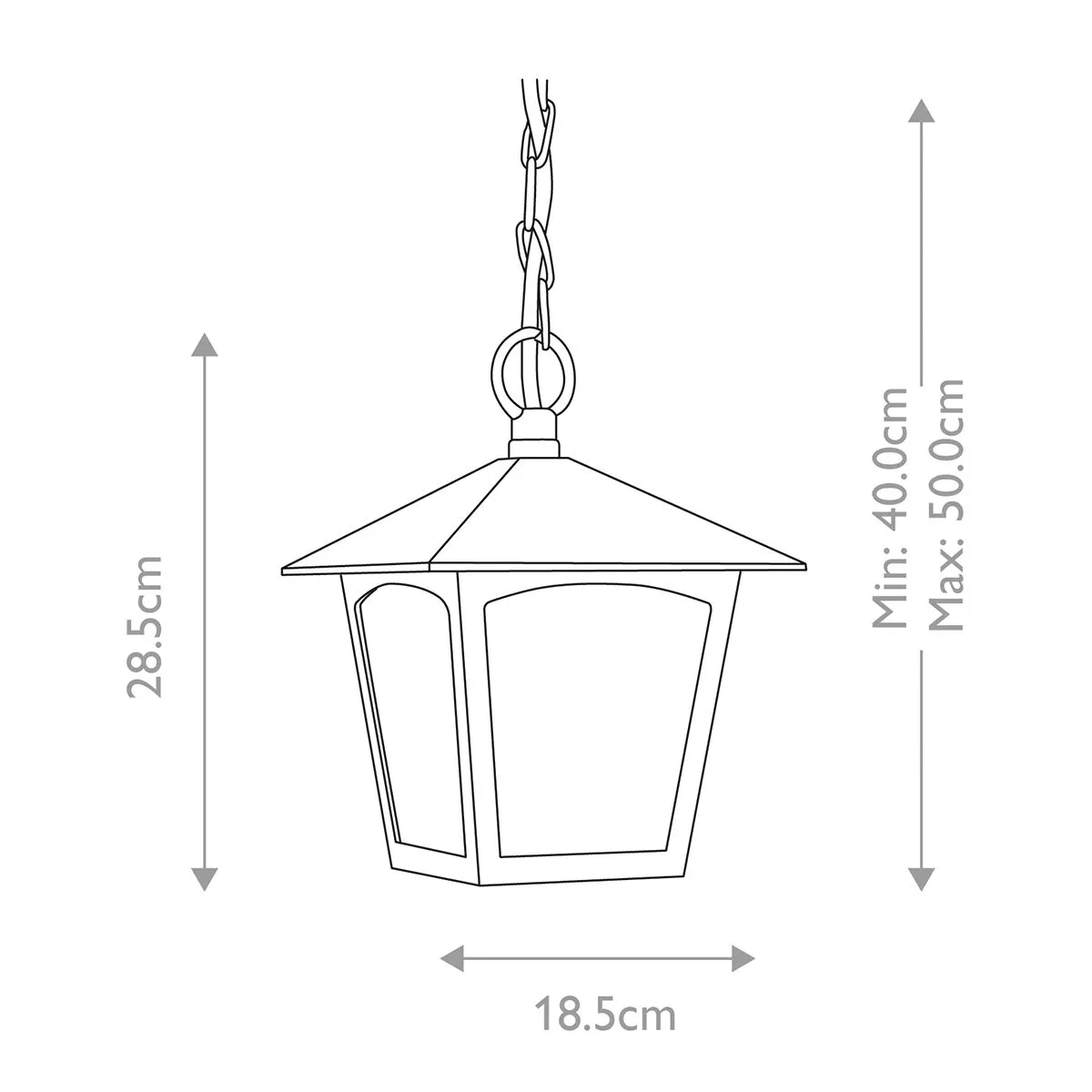 York 1 Light Porch Chain Lantern | Black