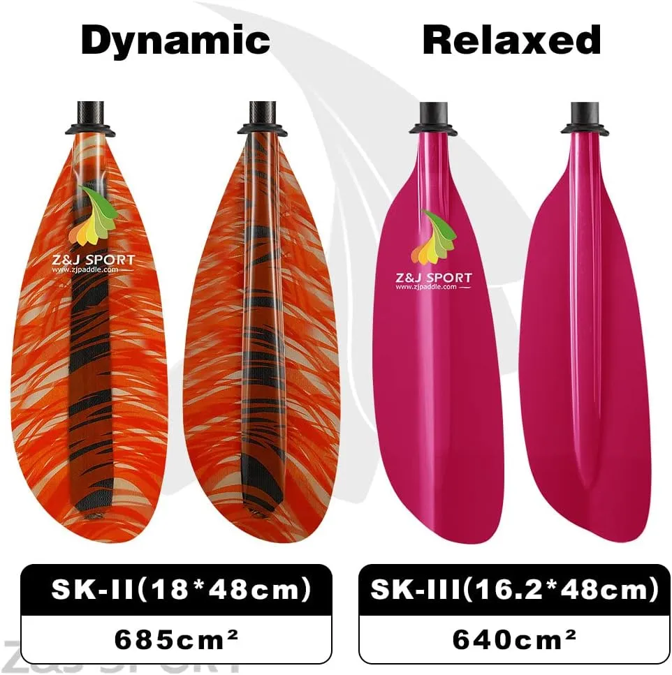Z&J SPORT Kayak Paddle with Bag, Carbon Shaft Kayaking Paddle and Fiberglass Blade, Recreational Touring Kayak Paddle for Dynamic Kayaking in Ocean, River, Lake