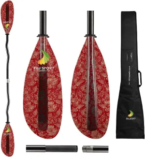 Z&J SPORT Kayak Paddle with Bag, Carbon Shaft Kayaking Paddle and Fiberglass Blade, Recreational Touring Kayak Paddle for Dynamic Kayaking in Ocean, River, Lake