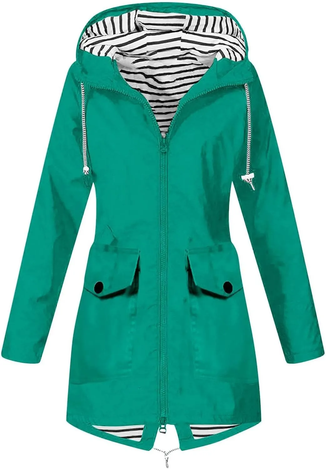 ZEFOTIM Raincoat for Women with Hood Waterproof Light Weight Casual Raincoat with Pockets Zip Up Hiking Jackets Clothes