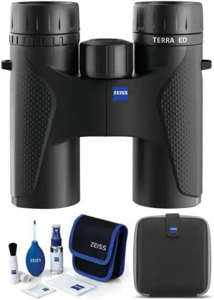 Zeiss 8x32 Terra ED Binoculars (Black) with Zeiss Lens Cleaning Kit Bundle