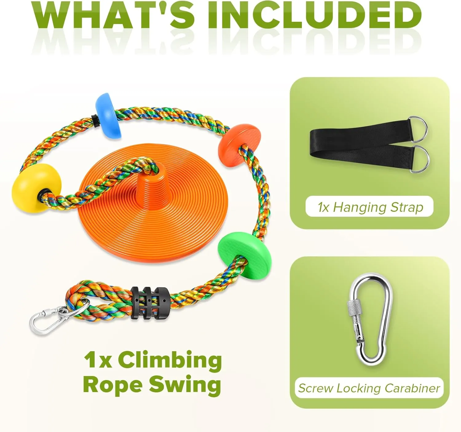 ZNCMRR Tree Swing Climbing Rope, Heavy Duty Swings Seat Replacement for Kids Disc Rope Climbing Swings Seat for Tree Indoor Outdoor Playground Swing Set Accessories(Orange)