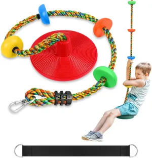 ZNCMRR Tree Swing Climbing Rope, Heavy Duty Swings Seat Replacement for Kids Disc Rope Climbing Swings Seat for Tree Indoor Outdoor Playground Swing Set Accessories(Red)