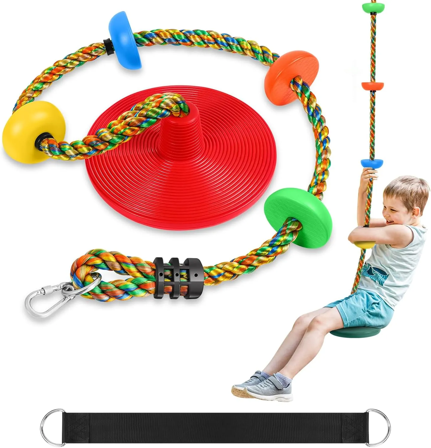 ZNCMRR Tree Swing Climbing Rope, Heavy Duty Swings Seat Replacement for Kids Disc Rope Climbing Swings Seat for Tree Indoor Outdoor Playground Swing Set Accessories(Red)