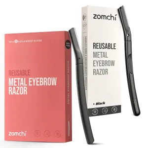 ZOMCHI Eyebrow Razor with 6pcs Blades and Dermaplaning Razor with 11pcs Blades (Black)
