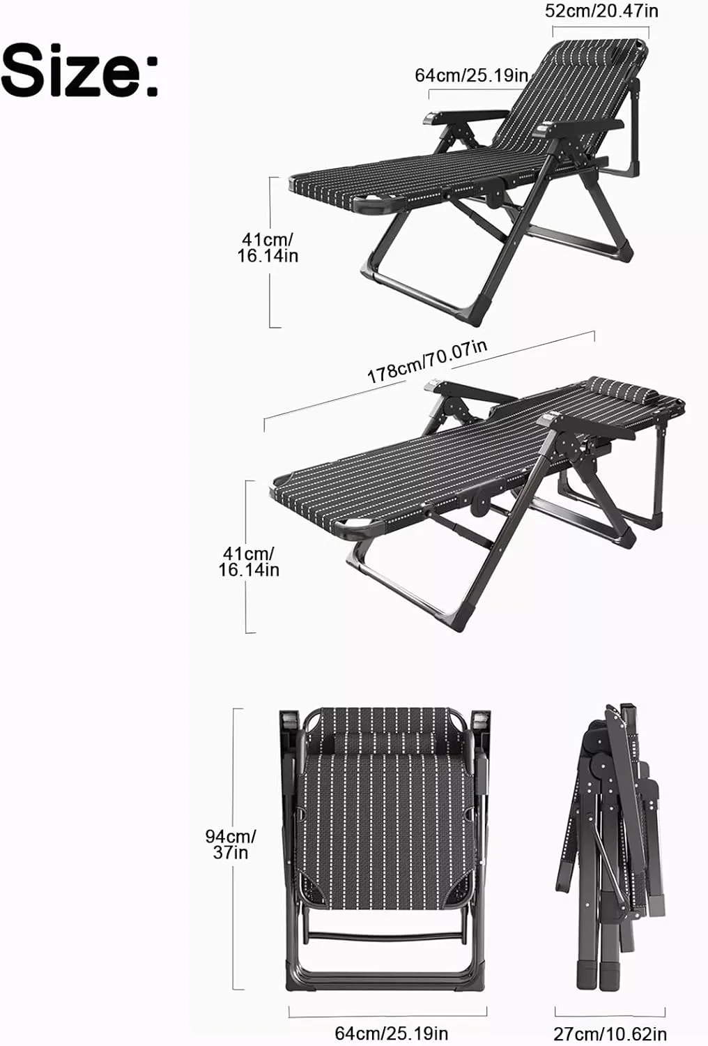 ZTGL C, Camping Cot Foldable for Adults, Portable Travel Camp Cots, Adjustable Folding Patio Lounge Chair, Outdoor Lounge Chair, Sunbathing Lounge Chairs